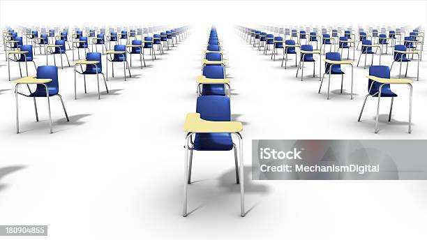 Front View Endless Rows Of School Chairs Stock Photo - Download Image Now - Advice, Built Structure, Decisions