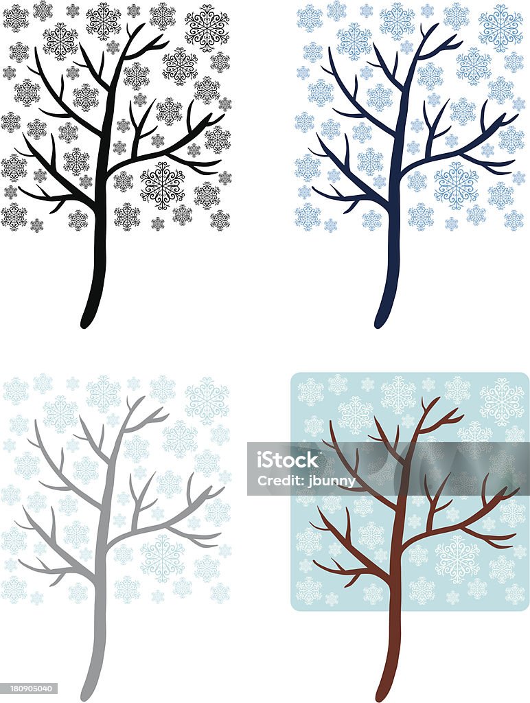 Pies de nieve árboles - arte vectorial de Abstracto libre de derechos