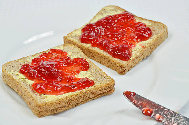 Strawberry Jam on Toast stock photo