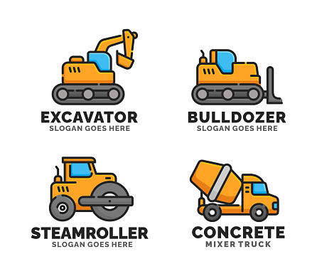 Construction vehicle logo set design vector illustration