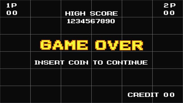 GAME OVER INSERT A COIN TO CONTINUE .pixel art .8 bit game. retro game. for game assets.