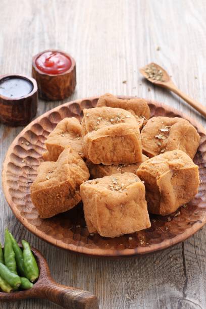 istock Fried tofu served with chili sauce or cayenne pepper 1809143566