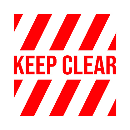 Vector illustration of the keep clear squared sign in red and white isolated