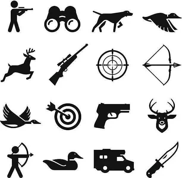 Vector illustration of Hunting Icons - Black Series