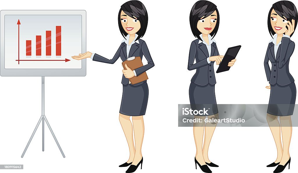 Femme d'affaires en trois versions - clipart vectoriel de Adulte libre de droits