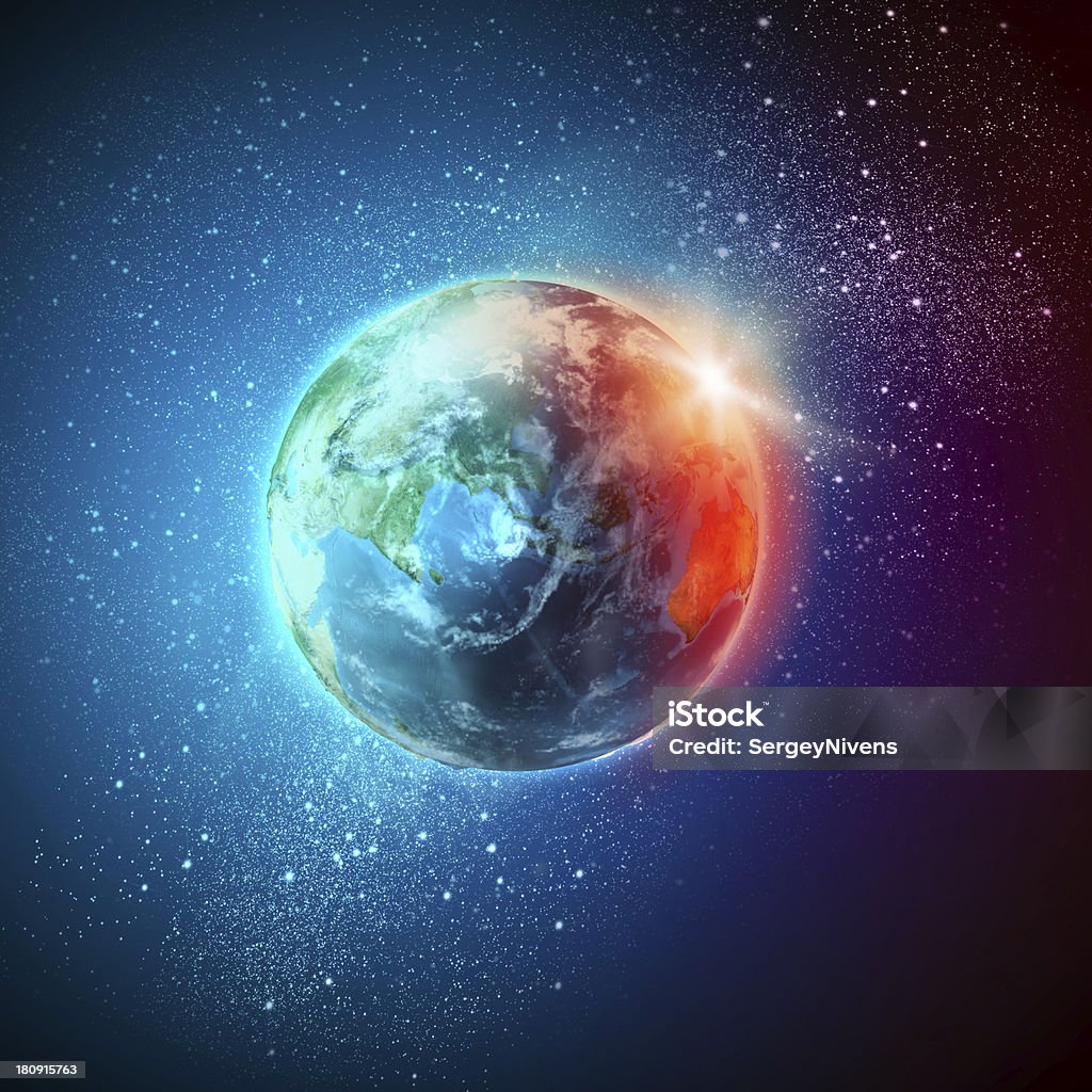 Sunrise or sunset Earth planet in sun rays. Elements of this image are furnished by NASA Adventure Stock Photo