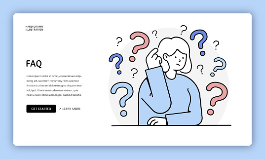 Landing Page Design. Flat Illustration for web page template for FAQ, Confusion, Q and A, Contemplation and so on