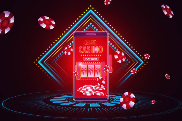 istock Vibrant online casino concept with mobile interface, chips, and neon lights. Technology and entertainment concept. 3D Rendering 1809165020