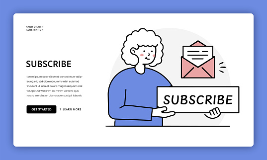 Flat Illustration for web page template for Subscription, Newsletter, Membership