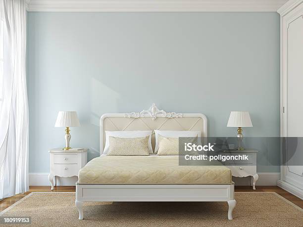 Classic Bedroom Interior Stock Photo - Download Image Now - Bed - Furniture, Front View, Luxury