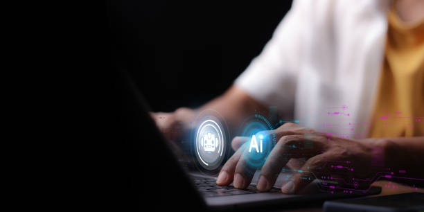 istock Chat with AI or Artificial Intelligence. Young businessman chatting with a smart AI or artificial intelligence using an artificial intelligence chatbot developed by OpenAI. 1809200452