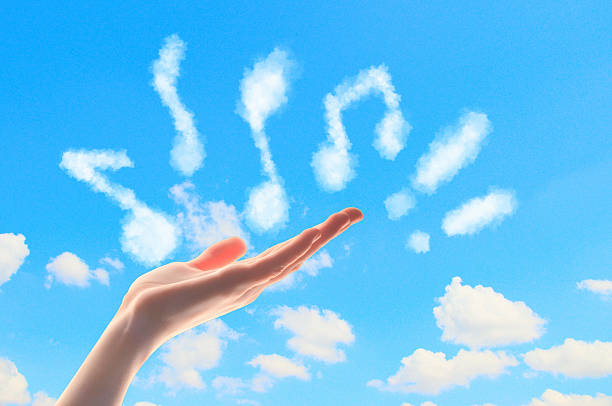 Close up of hand with music notes