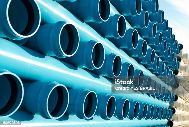 Blue And White Tubes Stock Photo - Download Image Now - Architecture, Blue, Equipment