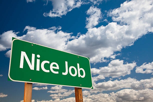 istock Nice Job Green Road Sign with Sky 180920711