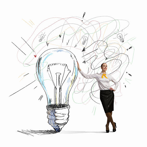 istock Businesswoman leaning on bulb 180921169