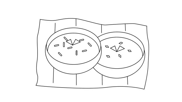 Animation of a sketch of the typical Indonesian food serabi icon