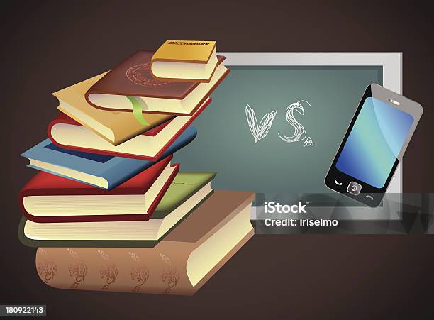 Books Vs Smart Phone Stock Illustration - Download Image Now - Digital Tablet, Picture Book, Apple - Fruit