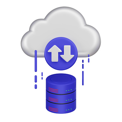 Enhance your projects with a 3D Database Cloud Backup icon. Perfect for web, presentations, and tech designs, symbolizing secure and efficient database backup in the cloud. Elevate your visuals with modern sophistication.