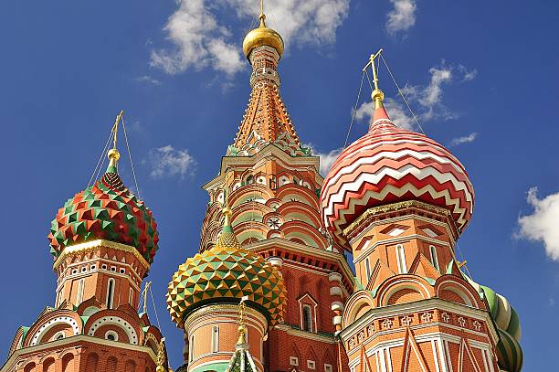 Close up of St. Basil's Church, Moscow stock photo