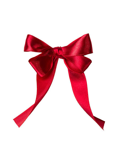 istock Red, pink satin gift bow. Tape. Isolated on white 180924470