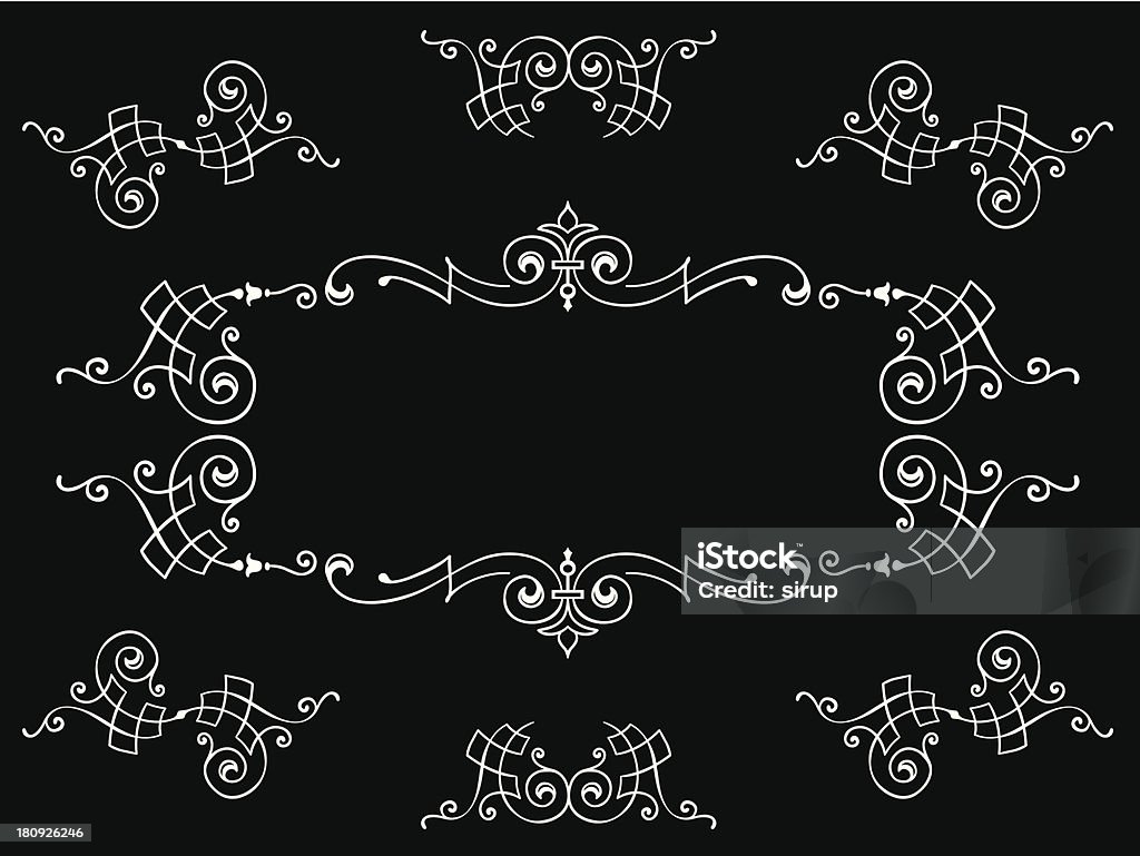 Calligraphic Konstrukcja elementów biały na czarnym - Grafika wektorowa royalty-free (Antyczny)