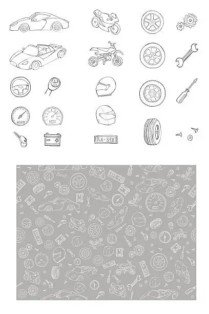 Vector illustration of Car items