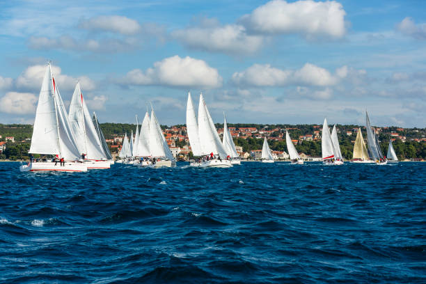 istock Sailing crews on sailboats on regatta 1809281307