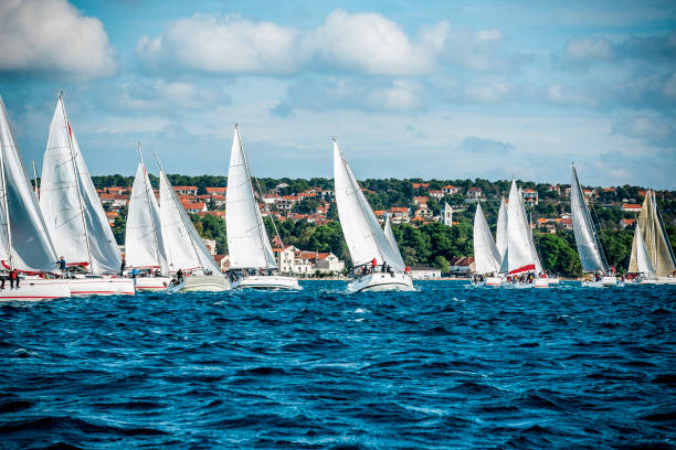 istock Sailing crews on sailboats on regatta 1809281325