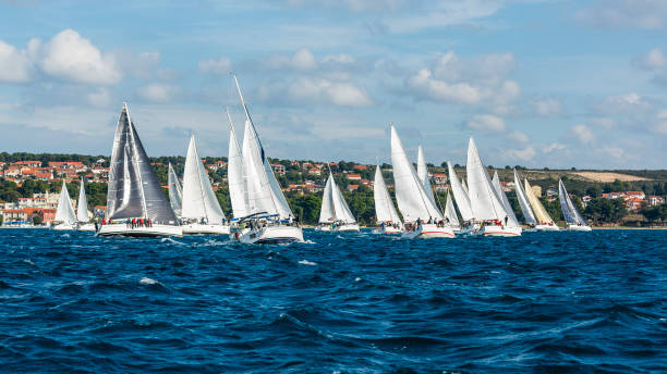 istock Sailing crews on sailboats on regatta 1809281841