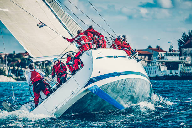istock Sailing crew on sailboat on regatta 1809283501