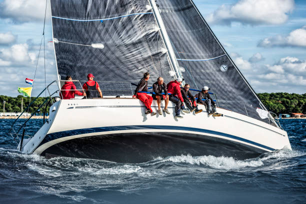 istock Sailing crew on sailboat on regatta 1809285633