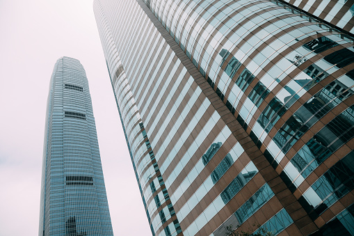 Business financial district skyscraper office building Hong Kong city downtown