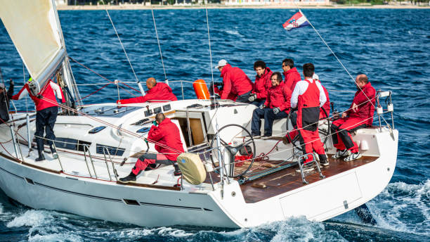 istock Sailing crew on sailboat on regatta 1809290556