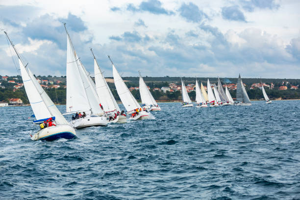 istock Sailing crews on sailboats on regatta 1809291629