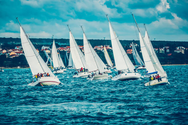 istock Sailing crews on sailboats on regatta 1809291653