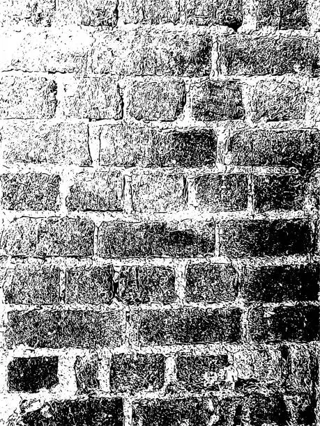 Vector illustration of Distressed Black and White Vector Grunge Brick Wall Texture.