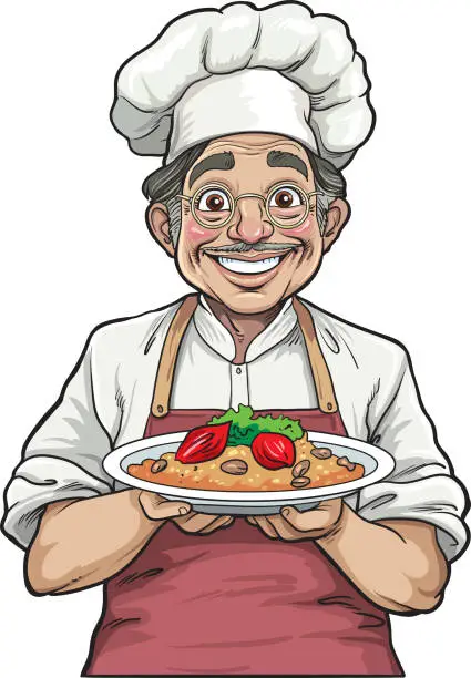 Vector illustration of old cook