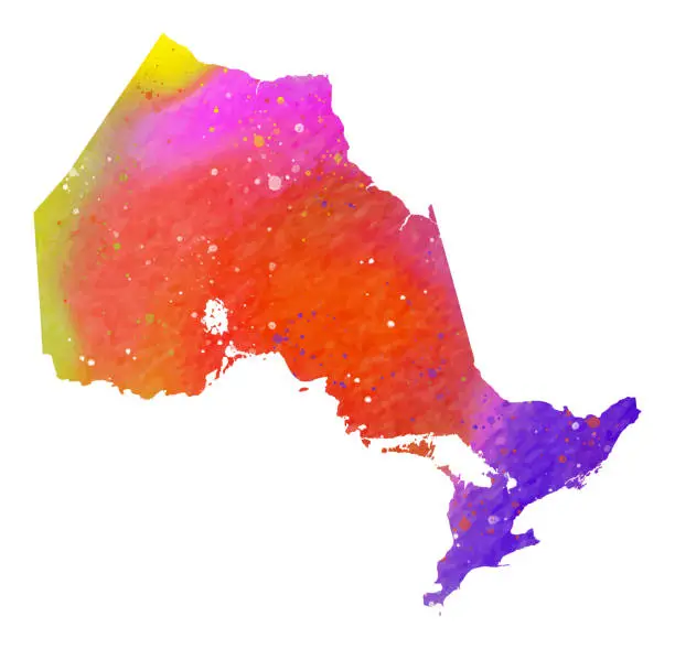 Vector illustration of Ontario Watercolor Map. Ontario Raster Stock Illustration.