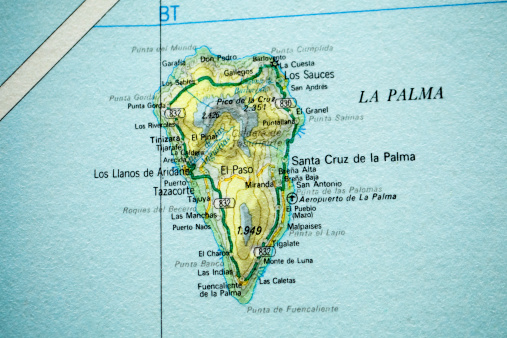 La Palma vintage map (Canary islands, Spain).