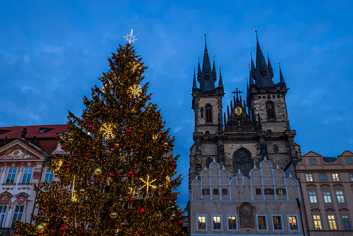 Old Town Square at Christmas time, Prague, Czech Republic