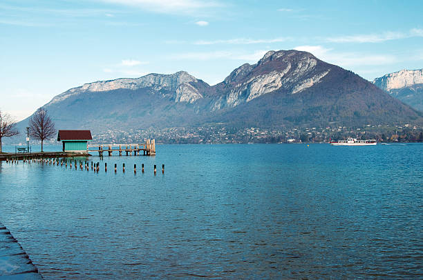 Annecy lake : touristic boat and landing stage in Saint-Jorioz
