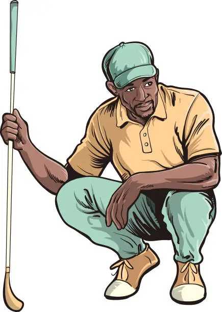 Vector illustration of African-American golfer