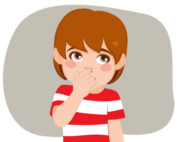 Child Picking Nose Vector Illustration vector art illustration