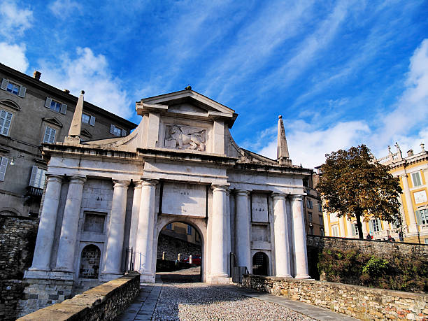 Gate in Bergamo, Lombardy, Italy stock photo