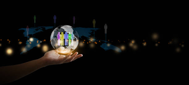 istock Customer relationship management concept. A man is accessing global customer network management technology. Managing customers using social media, and online digital marketing 1809339561