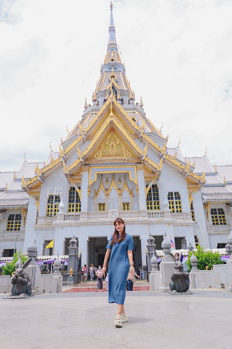 Chachoengsao, Thailand : June 10 2023 : Wat Sothon Wararam Worawihan  in Chachoengsao province, Famous Temple In Thailand.