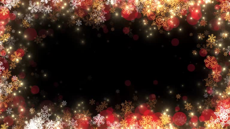 Christmas background of looped animated snowflakes frame