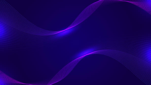 istock Dynamic blue and purple particle wave on dark blue abstract background. Abstract sound visualization. Digital structure of the wave flow of luminous particles. 1809361418