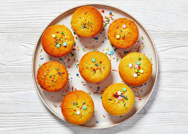 istock sweet lemon muffins on a plate, flat lay 1809385589