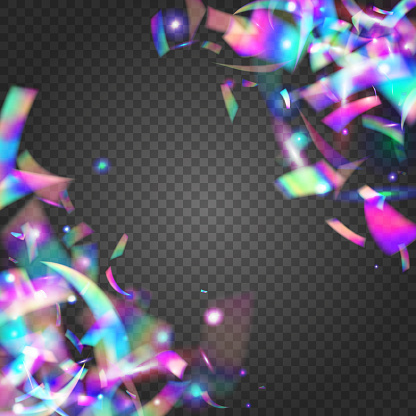 Iridescent Texture. Kaleidoscope Glitter. Laser Festival Sunlight. Party Element. Carnival Sparkles. Webpunk Art. Festive Foil. Purple Shiny Effect. Blue Iridescent Texture